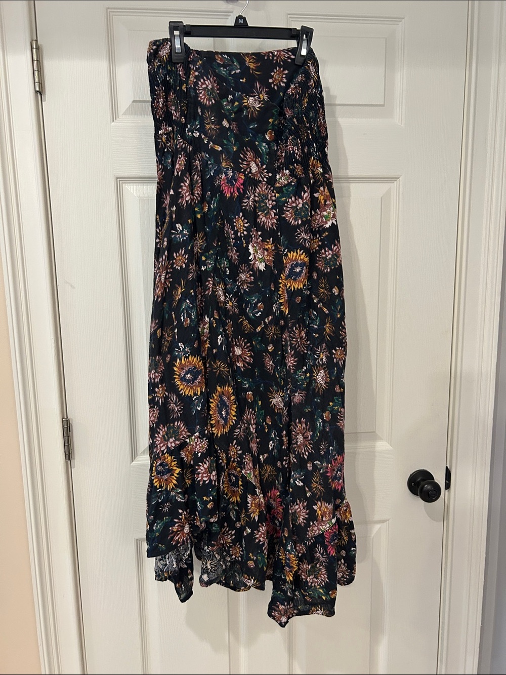 NATURAL LIFE Black Floral Maxi Skirt with Pink & Yellow Accents